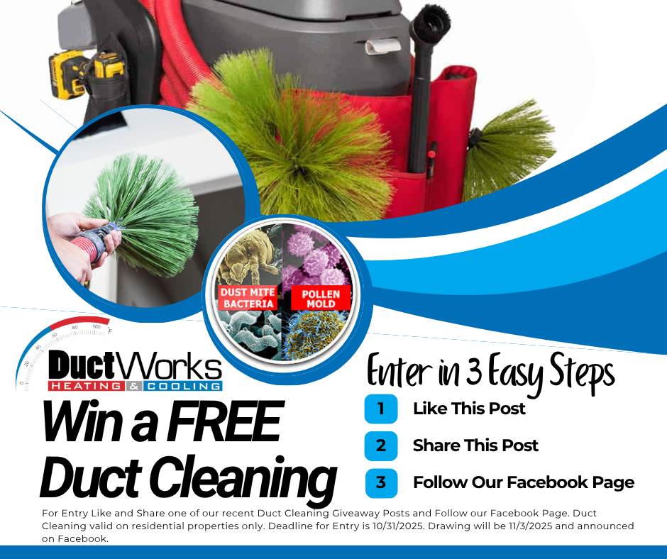 Win a free duct cleaning — Ductworks Facebook giveaway graphic